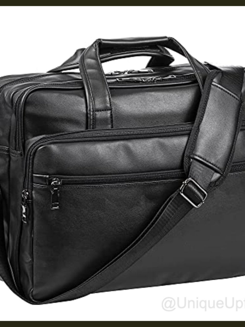 Water-Resistant PU Leather Laptop Messenger Bag 15.6 Inch Briefcase